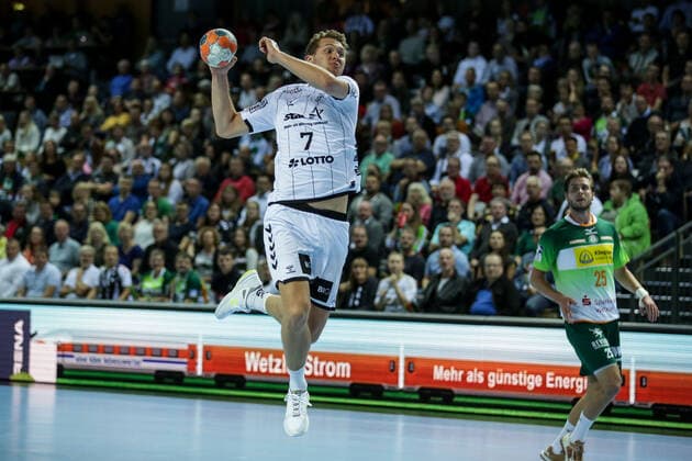 Germany,Wetzlar, Rittal Arena, 02 10 2019, Handball,DHB Cup, Round of 16, HSG Wetzlar THW Kiel Picture Magnus Landin THW Kiel, 7 throws on goal Copyright: HMBxMedia ThomasxJäger