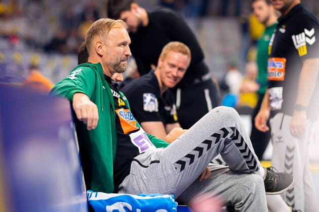 Mannheim, Germany 02 October 2019 DHB Cup Round of the Sixteen Rhein Neckar Löwen vs Frisch Auf Göppingen Coach Hartmut Mayerhoffer Goeppingen Mannheim SAP Arena Baden Württemberg Germany