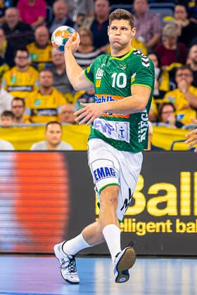 Mannheim, Germany 02 October 2019 DHB Cup Round of 16 Rhine-Neckar Lions vs Frisch Auf Göppingen Sebastian Heymann Goeppingen Mannheim SAP Arena Baden Württemberg Germany