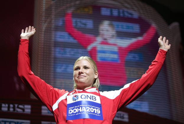 ATHLETICS - IAAF WC 2019 DOHA,QATAR,04.OCT.19 - ATHLETICS - IAAF World Championships 2019, victory ceremony, heptathlon, women. Image shows Verena Preiner (AUT). GEPAxpictures xMarioxKneisl