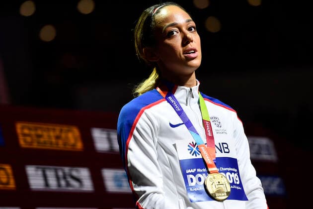 Belgian Nafissatou Nafi Thiam , winner of the silver medal pictured during the medal ceremony of the women s heptathlon competition, on day eight of the IAAF World Athletics Championships in Doha, Qatar, Friday 04 October 2019. The Worlds are taking place from 27 September to 6 October. DIRKxWAEM  x05679183x