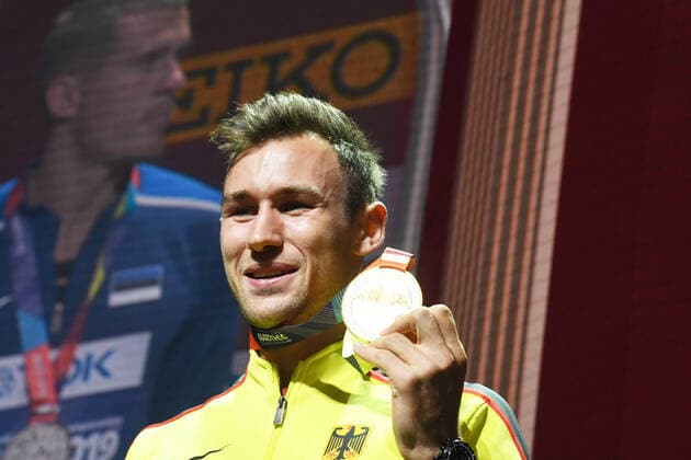 Doha, IAAF, Athletics, athletics, Track and Field, World athletics Championships 2019 Doha, Athletics World Championships 2019 Doha, 27 09 06 10 2019, Khalifa International Stadium Doha, Mens Decathlon, Niklas Kaul Germany, with Gold Medal