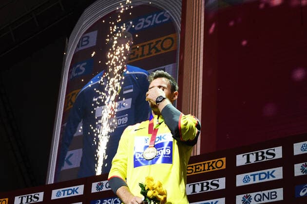 Doha, IAAF, Athletics, athletics, Track and Field, World athletics Championships 2019 Doha, Athletics World Championships 2019 Doha, 27 09 06 10 2019, Khalifa International Stadium Doha, Decathlon Men, Award Ceremony Niklas Kaul Germany , Gold Medal