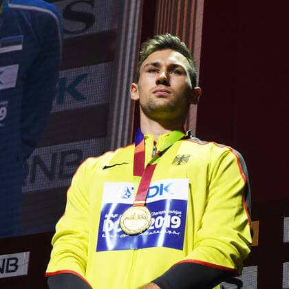 Doha, IAAF, Athletics, athletics, Track and Field, World athletics Championships 2019 Doha, Athletics World Championships 2019 Doha, 27 09 06 10 2019, Khalifa International Stadium Doha, Decathlon Award Ceremony Men, Niklas Kaul Germany, Gold Medal,