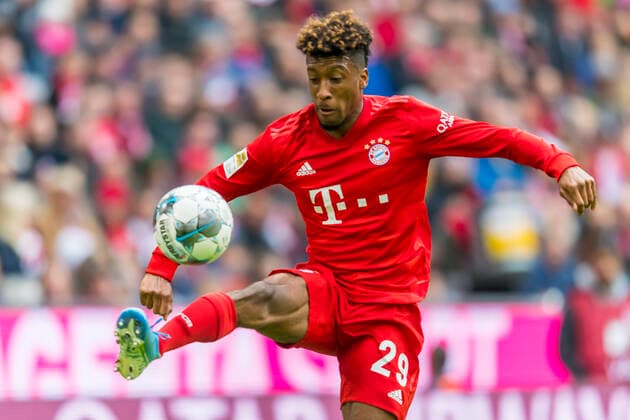GER, 1 FBL, FC Bayern Muenchen vs TSG 1899 Hoffenheim 05 10 2019, Allianz Arena, Muenchen, GER, 1 FBL, FC Bayern Muenchen vs TSG 1899 Hoffenheim, DFL regulations prohibit any use of photographs as image sequences and or quasi video, in picture Kingsley Coman FCB 29 nordphotox xStraubmeier nph00004