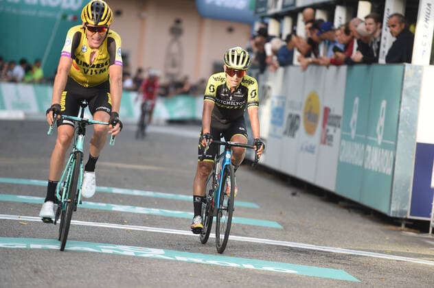 04-10-2019 Giro Dell emilia; 2019, Jumbo - Visma; 2019, Mitchelton - Scott; Gesink, Robert; Chaves Rubio, Johan Estaban; Bologna - San Luca; 
