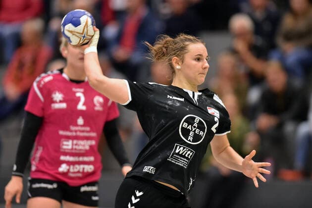 Mareike Thomaier Bayer 04 Leverkusen at the throw, GER, HSG Bad Wildungen Vipers Bayer 04 Leverkusen, DHB Cup, Handball, Women, 05 10 2019, GER, HSG Bad Wildungen Vipers Bayer 04 Leverkusen, Handball, DHB Cup Women, 05 10 2019 Bad Wildungen Copyright: xEIBNER RolandxSippelx EP_RSL