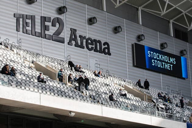 191006 Interior of Tele2 Arena for the football match in Allsvenskan between Djurgarden and Hammarby on October 6, 2019 in Stockholm,  Copyright: ANDREASxLxERIKSSON BB191006AE002