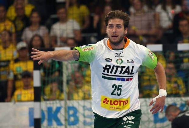 Handball, 1 Bundesliga Rhein Neckar Löwen HSG Wetzlar, 8 Matchday 06 10 2019, Season 2019 20, ZmdZ, Olle Forsell Schefvert 25, HSG Wetzlar scores one goal, goal jubilation, Rhein Neckar Löwen HSG Wetzlar