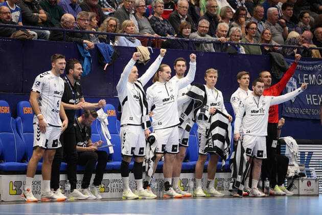 Goal cheers at THW Kiel GER, Handball, 1 Bundesliga, TBV Lemgo Lippe against THW Kiel, 06 10 2019 Lemgo Copyright: xEIBNER JanxStrohdiekx EP_JSK