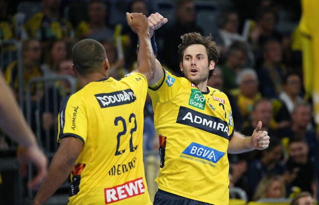 Handball, 1 Bundesliga Rhein Neckar Löwen HSG Wetzlar, 8 matchday on 06 10 2019, season 2019 20, ZmdZ, Uwe Gensheimer 3, Rhein Neckar Löwen scores, goal celebration, Rhein Neckar Löwen HSG Wetzlar