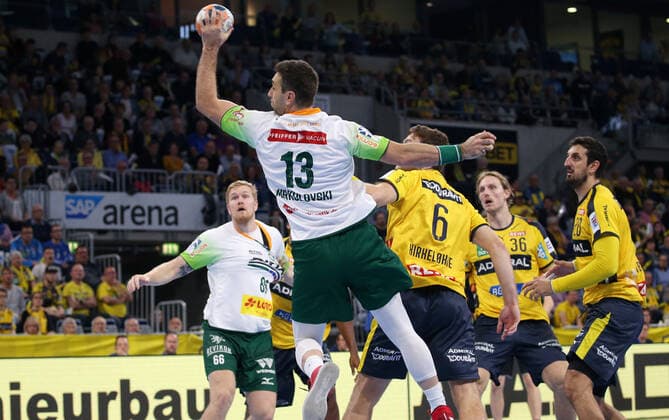 Handball, 1 Bundesliga Rhein Neckar Löwen HSG Wetzlar, 8 Matchday on 06 10 2019, Season 2019 20, ZmdZ, Filip Mirkulovski 13, HSG Wetzlar , Rhein Neckar Löwen HSG Wetzlar