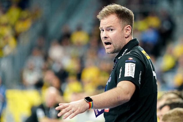 Kristjan Andresson coach, head coach, RNL , gives instructions, gesticulate, gesticulate with the arms, gives instructions, gesticulate, single picture, action, action, 06 10 2019, Mannheim, handball, Bundesliga, Rhein Neckar Löwen HSG Wetzlar xozx