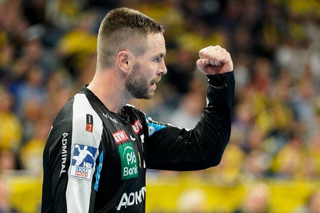 Andreas Palicka Goalkeeper, RNL, 12 ball the fist, cheer, jubilate, jubelt, celebration, joy, confident, optimistic, game scene, action, action, 06 10 2019, Mannheim, handball, Bundesliga, Rhein Neckar Löwen HSG Wetzlar xozx