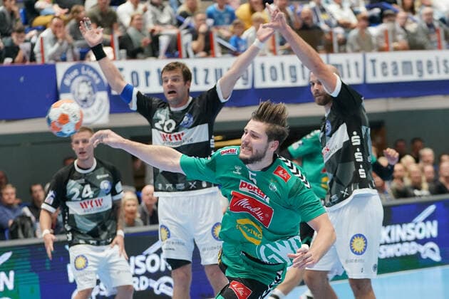 GER, 1 HBL men, Bergischer HC vs TSV GWD Minden 06 10 2019, Klingenhalle, Solingen, GER, 1 HBL men, Bergischer HC vs TSV GWD Minden, in picture shows Joscha Ritterbach Minden 5 , with one goal nordphotox xMeuter nph00351