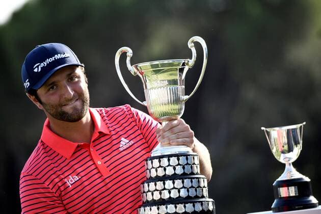 Spanish golfer Jon Rahm celebrates his victory in the Mutuactivos Open de Espana golf tournament at Club de Campo Villa de Madrid golf club, in Madrid, Spain, 06 October 2019. The European Tour s open tournament runs from 03 to 06 October. Mutuactivos Open de Espana golf tournament !ACHTUNG: NUR REDAKTIONELLE NUTZUNG!  Copyright: xVíctorxLerenax GRAF6127 20191006-637059833890960650