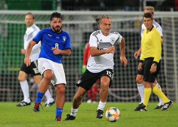 07 10 2019, DFB All Stars vs Azzuri Legends, Sportpark Ronhof Fuerth, football, sport, in picture Genarro Gattuso Azzuri All Stars vs Maurizio Gaudino DFB All Stars