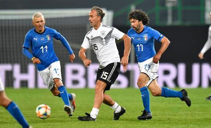 07 10 2019 Soccer International Legends Game DFB All Stars Germany gg Azzurri Legends Italy Maurizio Gaudino Germany DFB All Stars vs Fabrizio Ravanelli Italy Azzuri Legends Damiano Tommasi Italy Azzuri Legends