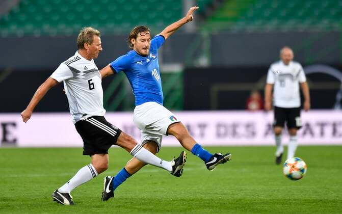 07 10 2019 Soccer International Legends Game DFB All Stars Germany gg Azzurri Legends Italy MeZi Guido Buchwald Germany DFB All Stars Franceso Totti Italy Azzuri Legends