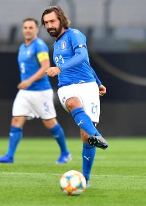 07 10 2019 Soccer International Legends Game DFB All Stars Germany gg Azzurri Legends Italy MeZi Andrea Pirlo Italy Azzuri Legends Clipboard Single Frame