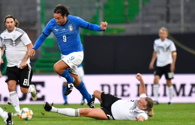 07 10 2019 Soccer International Legends Game DFB All Stars Germany gg Azzurri Legends Italy MeZi Luca Toni Italy Azzuri Legends Michael Schulz Germany DFB All Stars