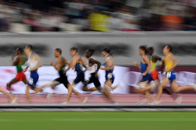 Doha, IAAF, Athletics, athletics, Track and Field, World athletics Championships 2019 Doha, Athletics World Championships 2019 Doha, 27 09 06 10 2019, Khalifa International Stadium Doha, 500m Men Finals, Symbol photo, blurred photo
