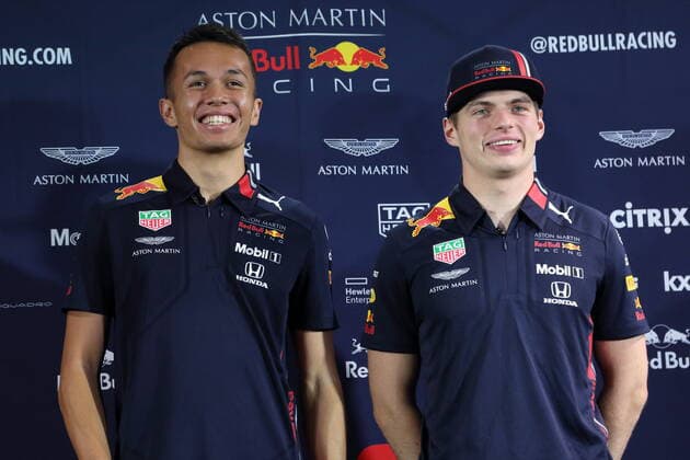 October 9, 2019, Tokyo, Japan: Max Verstappen of Belauan and Alexsander Albon of Thai Red Bull Racing drivers attend the Red Bull Racing press conference, PK, Pressekonferenz before Fomula 1 Japanese Grand Prix on 11-13 Oct. Red Bull Racing press conference in Tokyo, Japan - 09 Oct 2019 - ZUMAs197 20191009_zaa_s197_031 Copyright: xMasatoshixOkauchix
