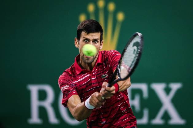 Bilder des Jahres 2019, Sport 10 Oktober Sport Themen der Woche KW41 Sport Bilder des Tages Serbian professional tennis player Novak Djokovic competes against Canadian professional tennis player Denis Shapovalov during the second round of 2019 Rolex Shanghai Masters, in Shanghai, China, 9 October 2019. Serbian professional tennis player Novak Djokovic defeated Canadian professional tennis player Denis Shapovalov with 2-0 at the second round of 2019 Rolex Shanghai Masters, in Shanghai, China, 9 October 2019. *** Local Caption *** fachaoshi Novak Djokovic defeats Denis Shapovalov at second round of 2019 Rolex Shanghai Masters  773718803483459585