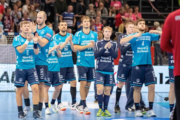 SG Flensburg Handewitt vs. HC PPD Zagreb, Handball, VELUX EHF Champions League Group Phase, Flensburg 09 10 19 Jubilee after win Copyright: xBEAUTIFULxSPORTS MarioxM.xKobergx
