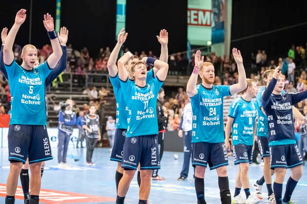 SG Flensburg Handewitt vs. HC PPD Zagreb, Handball, VELUX EHF Champions League Group Phase, Flensburg 09 10 19 Jubilee after win Copyright: xBEAUTIFULxSPORTS MarioxM.xKobergx