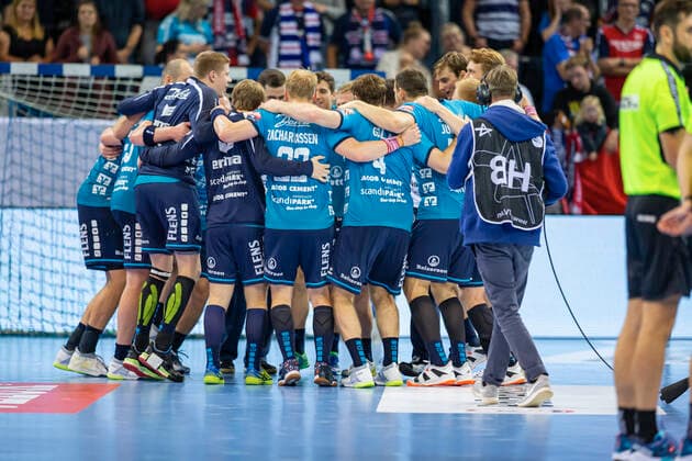 SG Flensburg Handewitt vs. HC PPD Zagreb, Handball, VELUX EHF Champions League Group Phase, Flensburg 09 10 19 Jubilee after win Copyright: xBEAUTIFULxSPORTS MarioxM.xKobergx