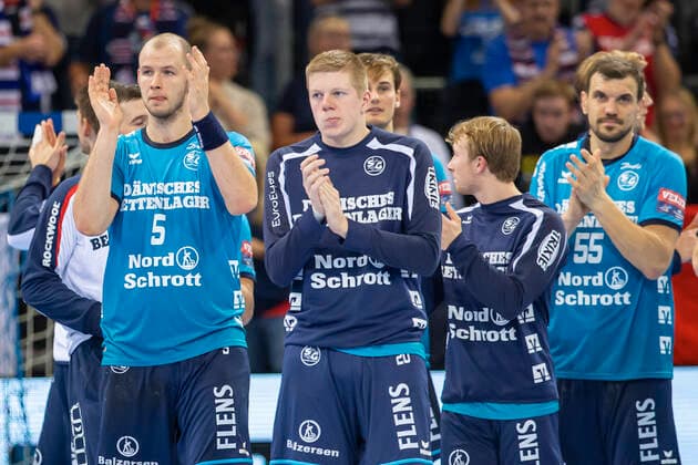 SG Flensburg Handewitt vs. HC PPD Zagreb, Handball, VELUX EHF Champions League Group Phase, Flensburg 09 10 19 Jubilee after win Copyright: xBEAUTIFULxSPORTS MarioxM.xKobergx