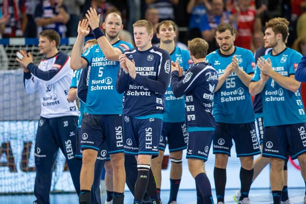 SG Flensburg Handewitt vs. HC PPD Zagreb, Handball, VELUX EHF Champions League Group Phase, Flensburg 09 10 19 Jubilee after win Copyright: xBEAUTIFULxSPORTS MarioxM.xKobergx