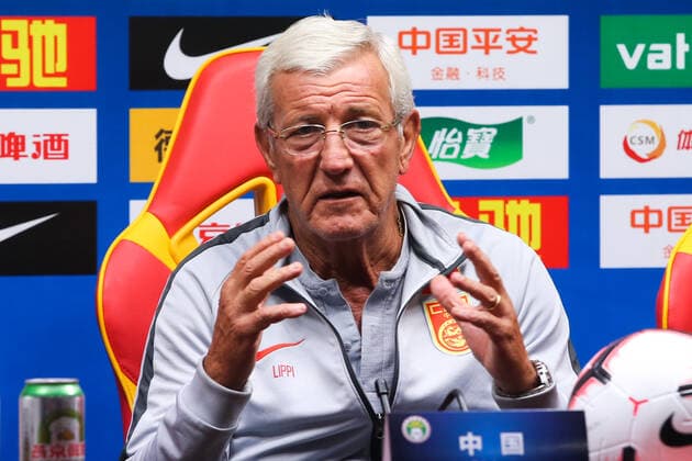 GUANGZHOU, CHINA - OCTOBER 09: Head coach Marcello Lippi of China National Football Team attends a press conference, PK, Pressekonferenz ahead of 2022 FIFA World Cup, WM, Weltmeisterschaft, Fussball Qualifiers between China and Guam at Tianhe Sports Center on October 9, 2019 in Guangzhou, Guangdong Province of China.  Copyright: xVCGx CFP111253714058 