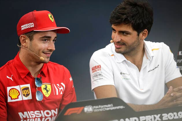 Motorsports: FIA Formula One World Championship, WM, Weltmeisterschaft 2019, Grand Prix of Japan, 16 Charles Leclerc (MCO, Scuderia Ferrari Mission Winnow), 55 Carlos Sainz jr. (ESP, McLaren F1 Team), Suzuka Japan
