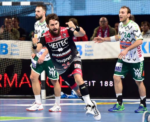 10 10 2019 Handball 1 Bundesliga DKB HBL Season 2019 2020 08 Matchday HC Erlangen Metropolregion Nürnberg HCE FA Göppingen OGo Quentin Minel 34, HC Erlangen HCE Jubel Freude