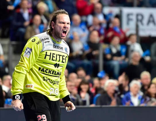 10 10 2019 Handball 1 Bundesliga DKB HBL Season 2019 2020 08 Matchday HC Erlangen Metropolregion Nürnberg HCE FA Göppingen OGo Nikolas Katsigiannis 29, HC Erlangen HCE Jubel Freude