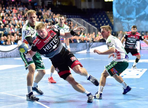 10 10 2019 Handball 1 Bundesliga DKB HBL Season 2019 2020 08 Matchday HC Erlangen Metropolitan Region Nuremberg HCE FA Göppingen OGo Kresimir Kozina 44, Frisch Auf Göppingen Jan Schäffer 25, HC Erlangen HCE