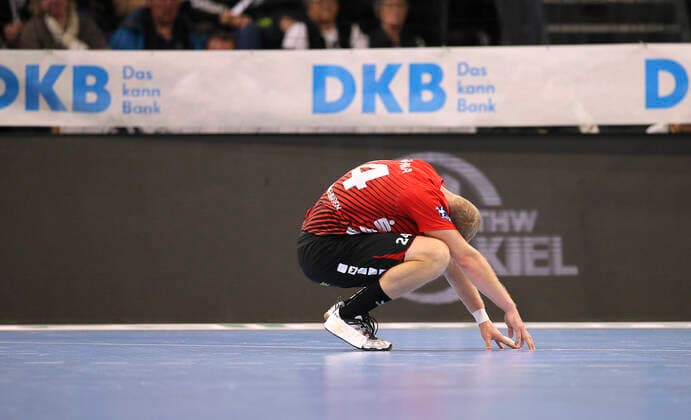 Photo devastated is Anton Prakapenia Nordhorn Handball Men 1 Bundesliga am Do 10 10 2019 THW Kiel HSG Nordhorn Lingen 31 23
