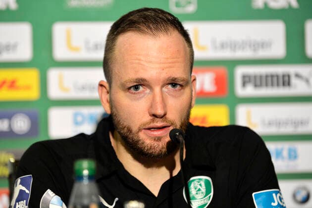 LIQUI MOLY Handball Bundesliga 2019 2020, 9 Matchday, SC DHfK Leipzig vs. HBW Balingen Weilstetten 10 10 2019 Andre Haber Trainer SC DHfK Leipzig speaks at the press conference after the Handball Bundesliga match Leipzig vs. Balingen Weilstetten Leipzig Sachsen Deutschland Arena Leipzig