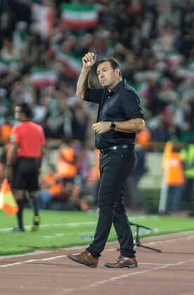 (191011) -- IRAN, Oct. 11, 2019 -- Iran s head coach Marc Wilmots reacts during the FIFA World Cup, WM, Weltmeisterschaft, Fussball Qatar 2022 Qualification match between Iran and Cambodia at Azadi Stadium in Tehran, Iran, Oct. 10, 2019. Iran won the match 14-0. (Photo by Xinhua) (SP)IRAN-TEHRAN-FIFA-WORLD CUP-QUALIFICATION-IRAN VS CAMBODIA AhmadxHalabisaz 