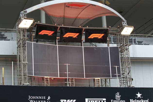 11th October 2019; Suzuka Circuit, Suzuka City, Japan; Formula One Japanese Grand Prix, Practice day; Circuit prepares for Typhoon Hagibis, poduim gets taken down - Editorial Use  ActionPlus12176397 LeannexBoon