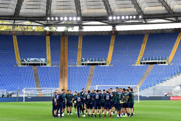 Fußball, Nationalteam Italien Training Roberto Mancini talks to the players during the training Roma 11-10-2019 Stadio Olimpico European Qualifiers Qualifying round Italy - Greece day -1 training Photo Andrea Staccioli Insidefoto andreaxstaccioli