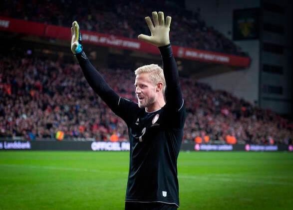 Denmarks Kasper Schmeichel after the European Championship qualifying match between Denmark Switzerland in the Park Saturday, October 12, 2019, Copenhagen Denmark,  Copyright: Ritzau Scanpix LiselottexSabroex COP101 spdk20191012-201243-L