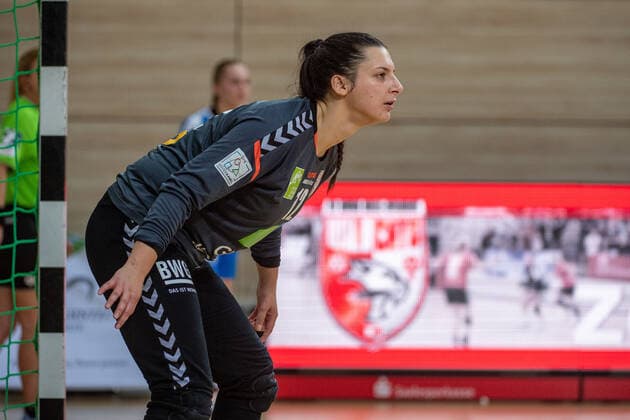 Anica Gudelj goalkeeper, SV Union Halle SV Union Halle Neustadt Wildcats vs HC Rödertal e V the Rödertal bees HCR Handball 2 Bundesliga season 2019 2020 Copyright xVIADATAx xHolgerxJohnx Halle Saale Sachsen Anhalt Germany