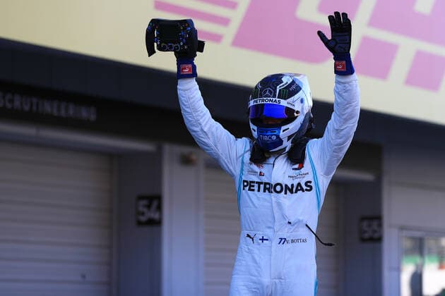 13th October 2019; Suzuka Circuit, Suzuka City, Japan; Formula One Japanese Grand Prix, Race Day; Mercedes AMG Petronas Motorsport, Valtteri Bottas wins in japan as he celebrates in parc ferme - Editorial Use  ActionPlus12176843 LeannexBoon