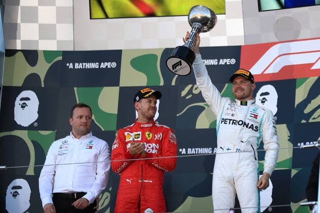 13th October 2019; Suzuka Circuit, Suzuka City, Japan; Formula One Japanese Grand Prix, Race Day; Mercedes AMG Petronas Motorsport, Valtteri Bottas wins in japan - Editorial Use  ActionPlus12176858 LeannexBoon