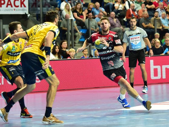 13 10 2019 Handball 1 Bundesliga DKB HBL Season 2019 2020 09 Matchday HC Erlangen Metropolitan Region Nuremberg HCE Rhein Neckar Löwen OGo Gedeon Guardiola 30, Rhein Neckar Löwen Sime Ivic 19, HC Erlangen HCE