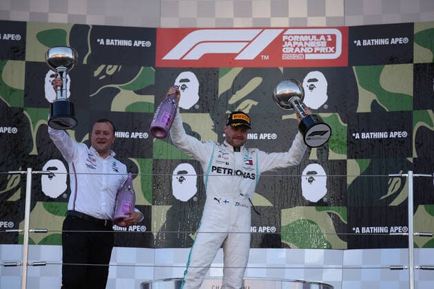 Photo4 LaPresse 13 10 2019 Suzuka, Japan Grand Prix Formula One Japan 2019 In the pic: podium, Valtteri Bottas (FIN) Mercedes AMG F1 W10 EQ Power  Copyright: xphoto4 Lapressex