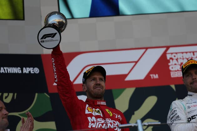 Photo4 LaPresse 13 10 2019 Suzuka, Japan Grand Prix Formula One Japan 2019 In the pic: Podium,. 2nd place Sebastian Vettel (GER) Scuderia Ferrari SF90  Copyright: xphoto4 Lapressex